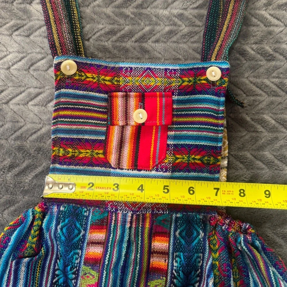 Handmade Toddler Boho Woven Overalls‎ Multicolor Geometric Striped Romper (1389)